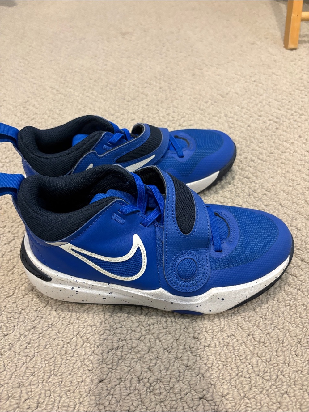 Nike Kids Royal Blue and White Velcro Basketball shoes